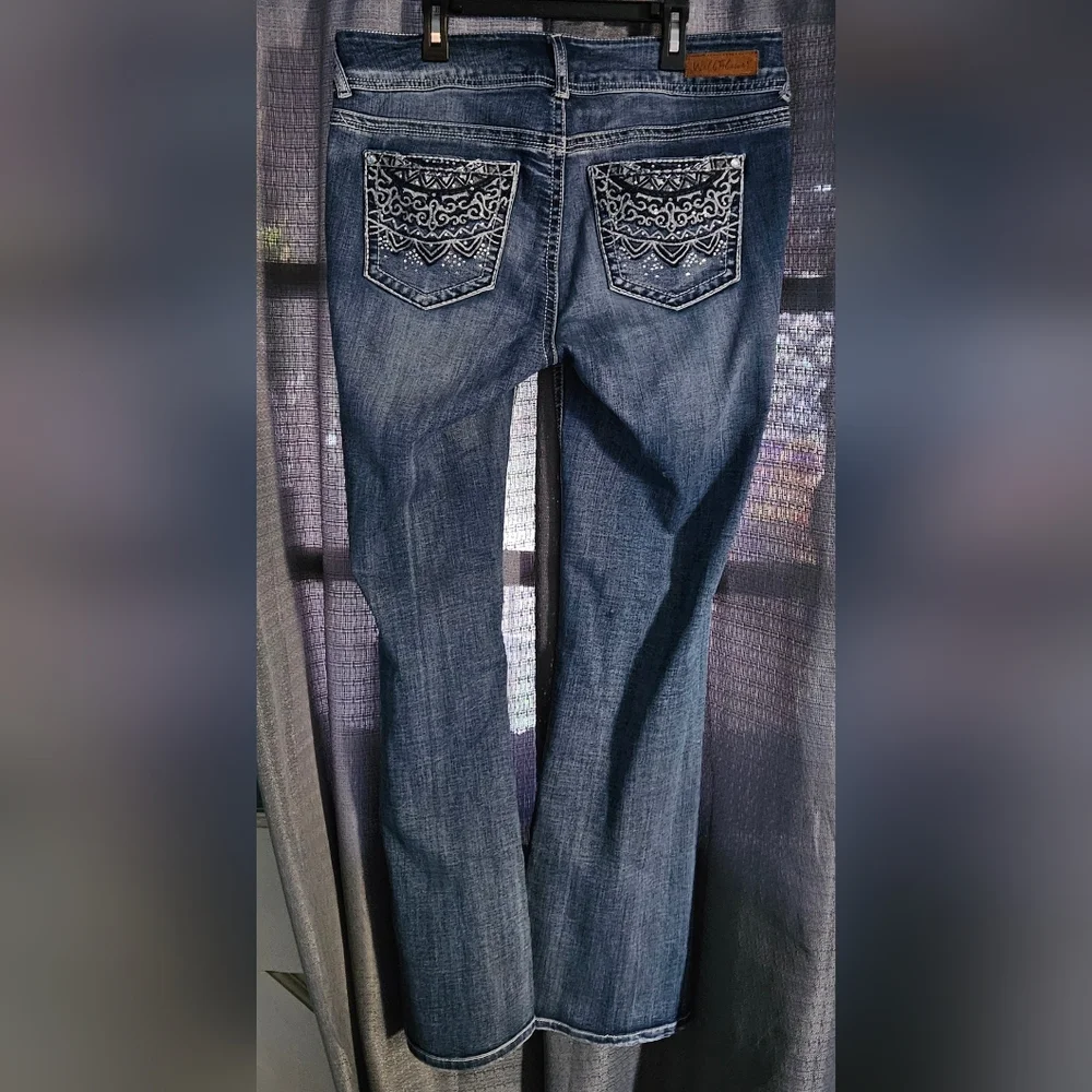 Juniors' WallFlower Like New Luscious Curvy Bling Bootcut Jeans sz 11x32" - Picture 4 of 11